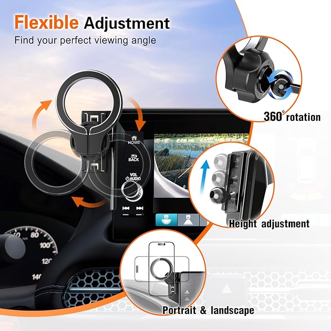 pop-tech Car Phone Holder for Honda CR-V HR-V 2023 2024 2025 2026: for MagSafe Magnetic Cell Phone Mount for HRV CRV Accessories 7/9 inch Screen - Touchscreen Cradles Strong Magnets for iPhone Samsung