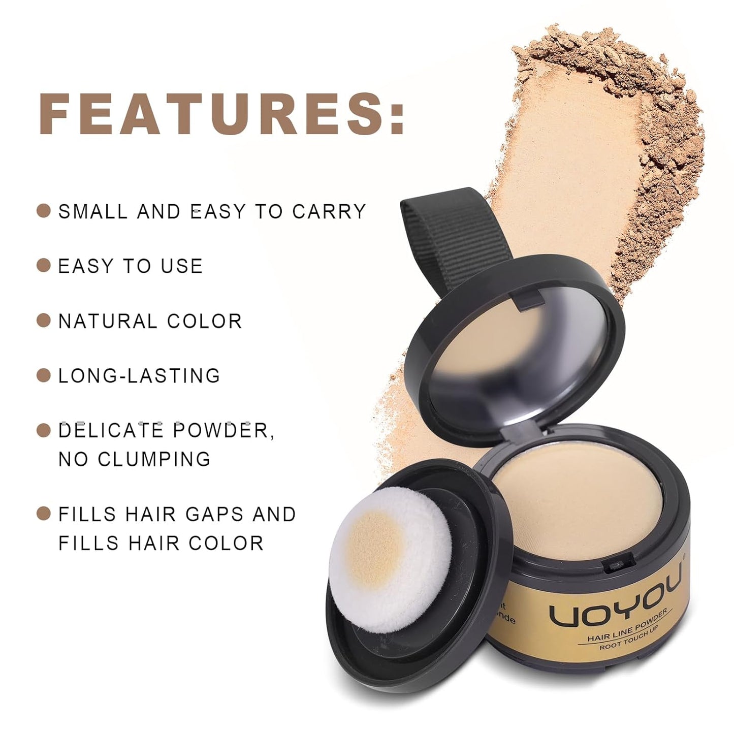 Root Touch Up Powder Instantly Conceals Hair Loss, Gray Root Cover Up Powder, Water & Sweat Resistant Hair Powder for Thinning Hair Men & Women, Includes Brush (Dark Blonde, 4g Bottle with Brush)