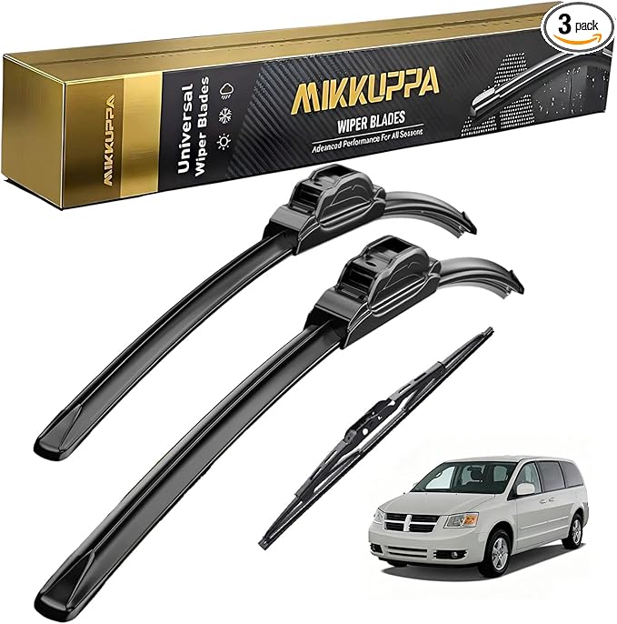 MIKKUPPA 26"+20"+16" Windshield Wiper Blades Replacement for 2008-2020 Dodge Grand Caravan, Front & Rear Wiper Blades Set, Durable Stable Quiet All Season (Pack of 3)