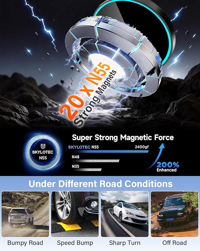 Phone Mount for Toyota RAV4 2019-2025 Accessories 7/8-Inch Screen, Car Magnetic Phone Holder Compatible with MagSafe, Strong Magnets Fast Wireless Charger Cell Phone Base (Not Fit 9/10.5-inch Screen)