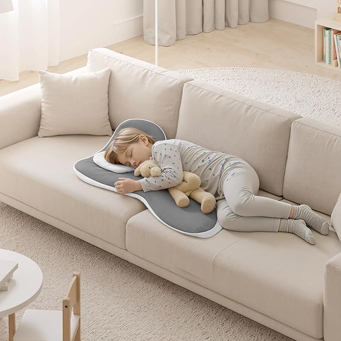 FLORICH 2 in1 Truck Seat Cushion and Lumbar Support Pillow Memory Foam Car Seat Cushion with Adjustable Strap for Truck Driver Long Drives, Fits Semi Truck Seat,Car,Office&Gaming Chair(Light Grey)