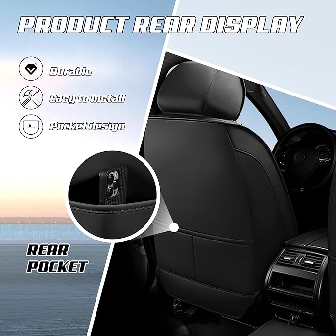 Car Seat Covers Fit for Infiniti g37 2000-2026, Stylish Sport Seat Covers, Waterproof Wear-Resistant Premium Nappa Leather Car Seat Cover.(2 Pcs Front/Black)