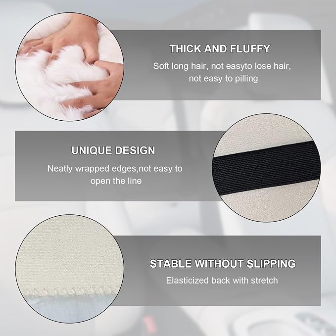 Center Console Cover, 11.81"×7.87" Automotive Fluffy Plush Center Armrest Protector, Universal Furry Comfortable Center Console Pad for Cars Trucks SUVs, Car Accessories (Gray)