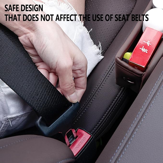Universal Fit Premium Leather Car Seat Gap Filler Organizer, Center Console Organizer for Car SUV Truck (Beige，1 Pack)