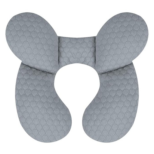 KAKIBLIN Baby Travel Pillow, Upgraded Baby Neck Pillows for Car Seat, Babies Support Pillow, Infant Neck Pillow for Head and Neck, Newborn Head Support for Car Seat,Stroller, Pushchair (Light Grey)