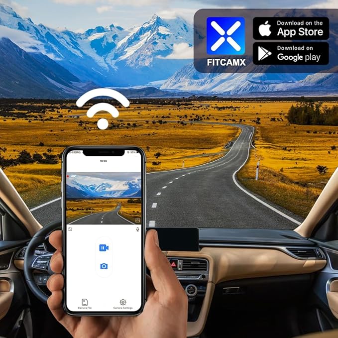 Fitcamx 4K Dash Cam Suitable for Genesis G70 2019-2026 (Part No Ends with #G9600), OEM Factory Look, UHD 2160P Video, Built-in WiFi & APP, Loop Recording, Gravity Sensor, Plug & Play, 64GB Card