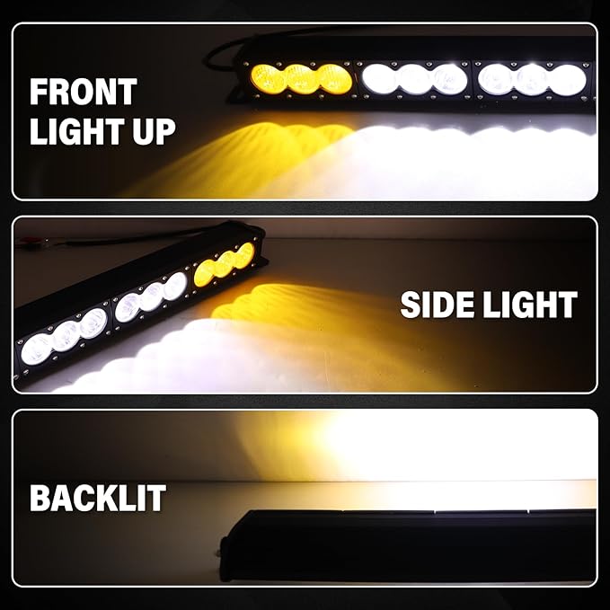 AUXTINGS 38 inch Single Row Dual Color LED Light Bar 210W Off Road Light Bar White Amber Combo LED Work Light Truck UTV 4x4 Cars SUVs ATVs Boats Fog Driving Light with Wiring Harness kit