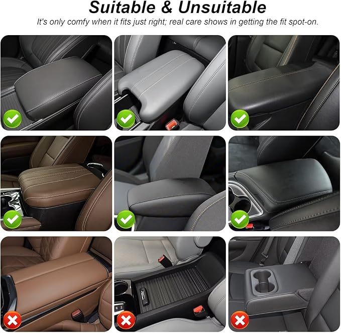 Center Console Cover fit for Toyota Venza Leather Middle Console Cover Pad Cushion Protector Arm Rest Covering Car(Grey)