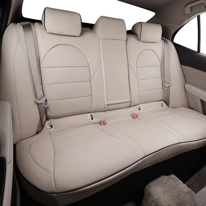 EKR Camry Car Seat Covers for Toyota Camry Hybrid LE,Hybrid SE 2018 2019 2020 2021 2022 2023 2024,Leather Car Seat Cover Full Set for Trucks SUV-Faux Leather(Beige)
