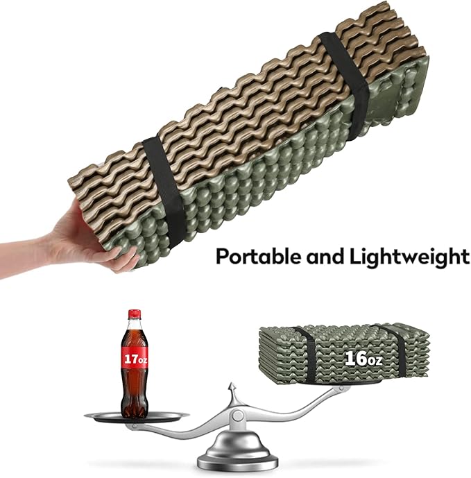 Foam Camping Pads for Hiking, Ultralight Closed Cell Mattress, Waterproof Soft Mat for Adults, Wide Picnic Yoga Mats, Folding Sleeping Pad for Outdoor Backpacking