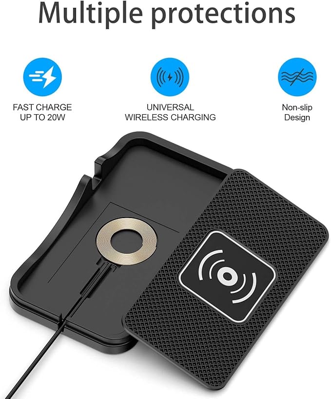 Wireless Car Charger for Hyundai Santa Fe 2001-2026, Charging Station 2-in-1, Wireless Charging Stand Phone, Magnetic Wireless Charger,1M-USB