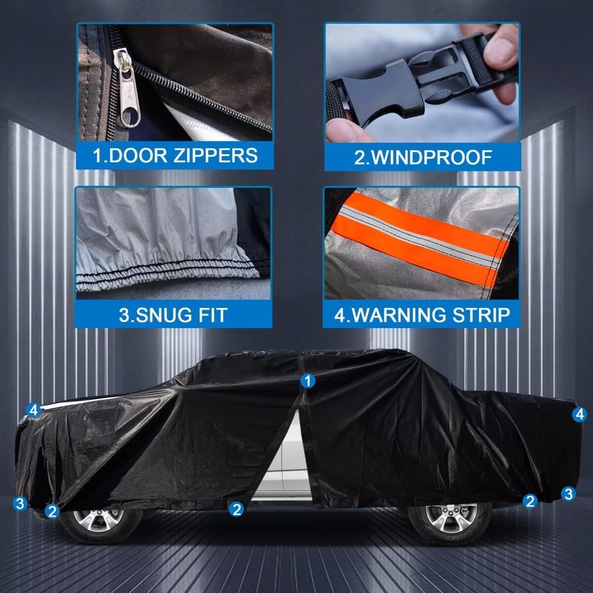 GMC Sierra Truck Cover Custom Fit 2002-2018 Regular Cab Long Bed(8.15') with Door Zipper, 10 Layers Outdoor Heavy Pickup Truck Cover Waterproof All Weather, Wind Dust Sun Protector.