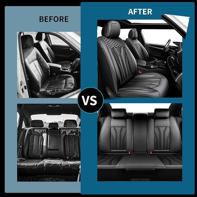 Fit Altima Car Seat Covers Compatible with Nissan Altima 2011-2025 2026 - Premium Leather， Waterproof Breathable， All-Weather Seat Cushion Protecto&Airbag Compatible (2 Front Seat All Black)
