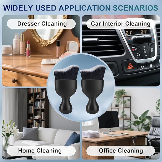Amrules 2 PCS Car Interior Detailing Brush, Auto Car Dusting Brushes, Soft Bristles Duster Removal Cleaning Tool for Dashboard Interior, Exterior, Skylight, Leather, Dust Brush, Black & White