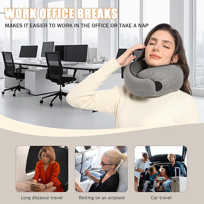 Travel Pillow Head Support Memory Foam Neck Pillow Support Pillow,Luxury Compact Lightweight Quick Pack for Camping,Traveling,Sleeping Rest Cushion,Gift for Traveler