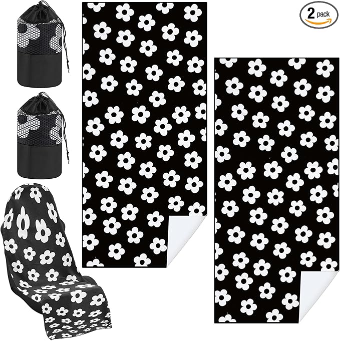 2 Pack Car Seat Towel Covers with Storage Bag 63 x 32 Inch Athletic Running Towel Seat Sweat Washable Non Slip Cover Gift for Car Outdoor Sport Activities (Florid Declamation)