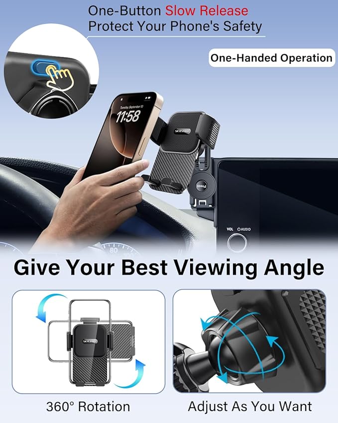 SKYLOTEC Phone Mount for Kia Sportage 2023 2024 2025 Accessories 12.3-Inch Screen Fixed Clip, Automobile Cradles Car Phone Holder, Cell Phone Base Not Block Air Vent