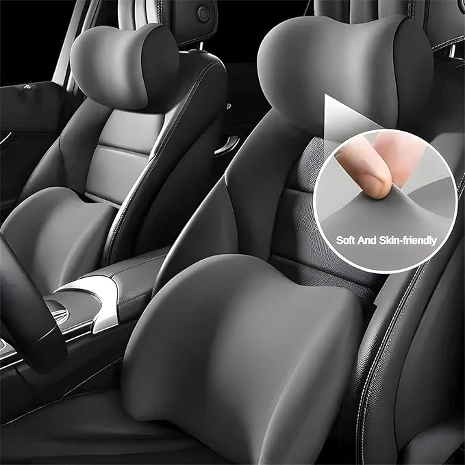 Car Back Support Neck Pillow for Ford F-250 2000-2024, Comfortable Soft Car Seat Headrest Neck Rest Cushion Lumbar Support Pillow with Adjustable Strap,Black