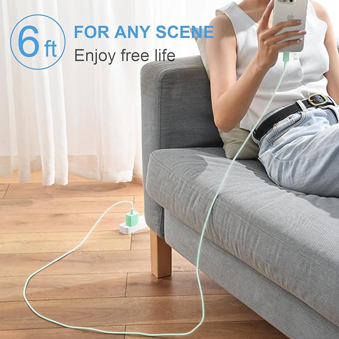 iPhone 17 16 15 Charger Fast Charging 2+2Pack 20W USB C Wall Charger with 6FT Fast Charging Cable Compatible with iPhone 17/17 Air/17 Pro/17 Pro Max/iPhone 16/15 Series, iPad Pro/AirPods - Green