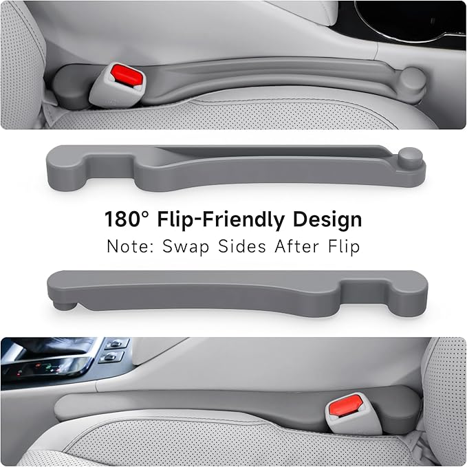 Givifive Car Seat Gap Filler Set of 2, 3IN1 Seat Side Gap Filler Plug with Storage Slot & Hook Function, Soft Foam Universal Fit Car SUV Truck Fill Gap Between Seats Console Organizer（Narrow Gray）