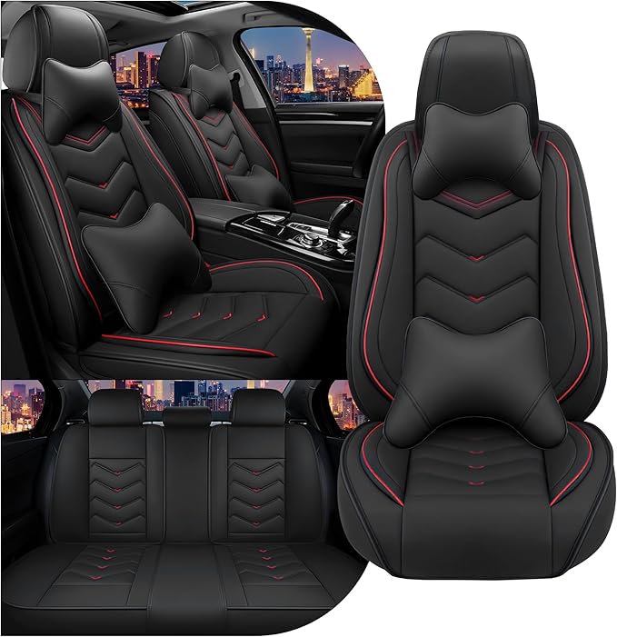 CTDS Car Seat Covers for Toyota RAV4 2000-2026, Stylish Sport Seat Cover, Premium Nappa Leather Car Seat Cover. Automobile Seat Covers Sets.(Luxury 5 Seats/Black)