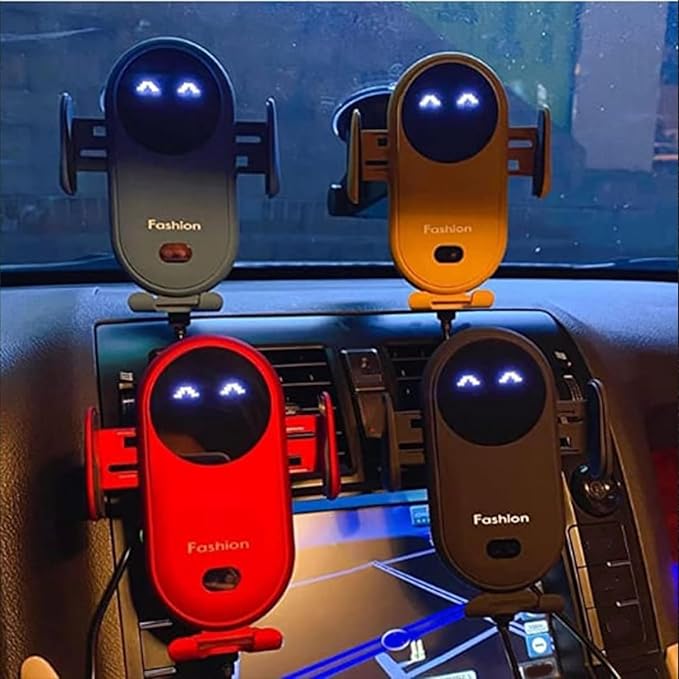 Smart Car Wireless Charger Phone Holder, Fashion Car Charger, Smart Sensor Car Wireless Charger, Automatic PhoneHolder forCar, for All Phone (Red)