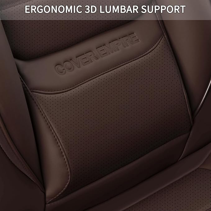 Brown Car Seat Covers Full Set, Universal Faux Leather Seat Covers for Cars 5 Seats, Waterproof Leather Car Seat Covers, Comfortable Automotive Seat Covers for Most Sedans Trucks SUVs