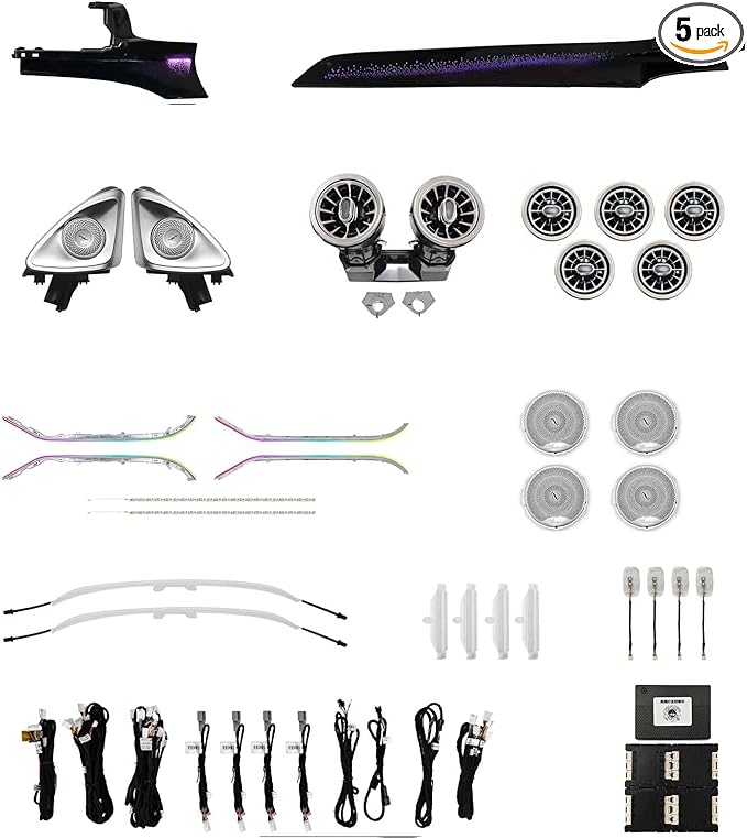 LED Interior Ambient Lighting Kit for Mercedes Benz C Class W205 2015-2021 RGB Multi-Color Interior Light (Galaxy 8 Set（RHD）)