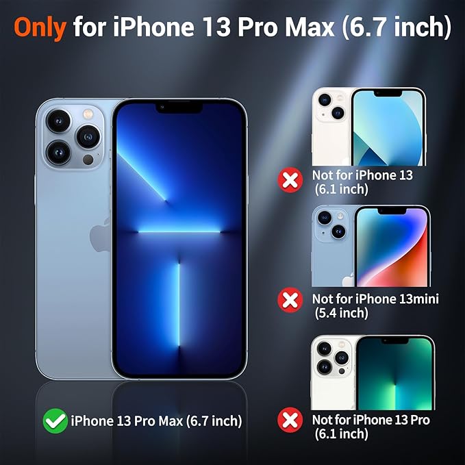 SUPFINE Magnetic for iPhone 13 Pro Max Case with Screen Protector (Compatible with MagSafe) (Military Grade Drop Protection) Translucent Matte Shockproof Phone Cover,Dark Blue