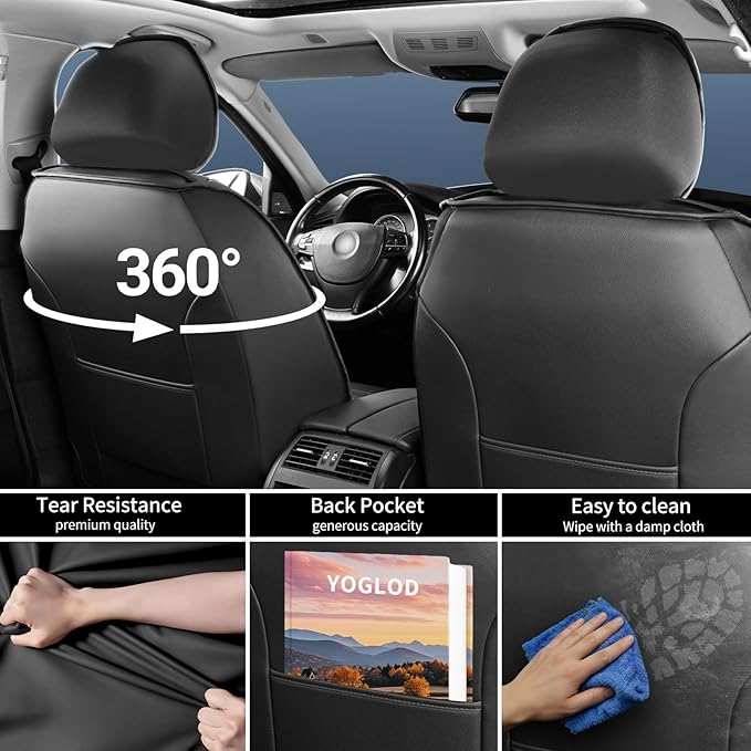 CX-7 Car Seat Covers Fit for Mazda CX-7 2007-2012, Full Coverage Premium Leather Waterproof Breathable Seat Covers Automotive Seat Protectors, Airbag Compatible(Full Set Seats, Black-Blue)