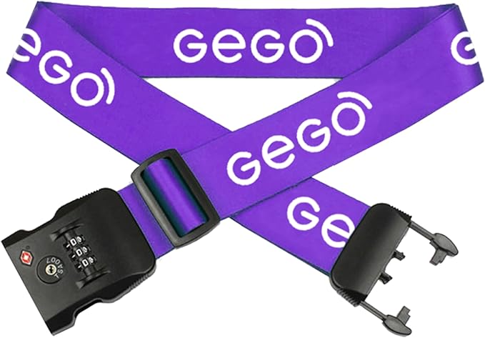 GEGO Premium Travel Kit, Sleep Mask 3D Contoured Eye with Soft Memory Foam, Luggage Tag Waterproof Resistant and Strap with Lock for Luggage TSA Approved (Sleep Mask Purple/Luggage Tag Purple)