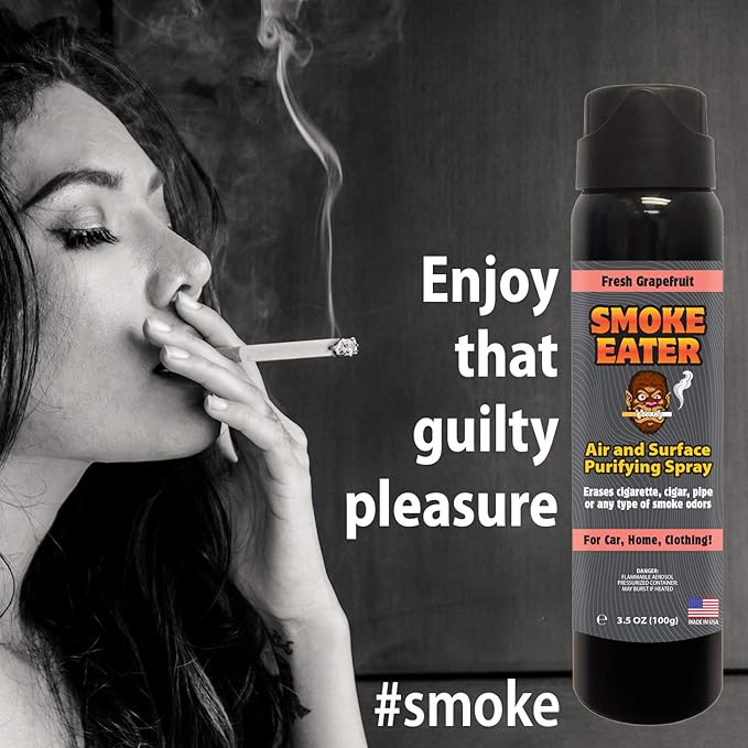 Smoke Eater Odor Eliminator Aerosol Spray, Black Glacier, 3.5 oz — Tea Tree Oil Breaks Down Smoke at the Molecular Level