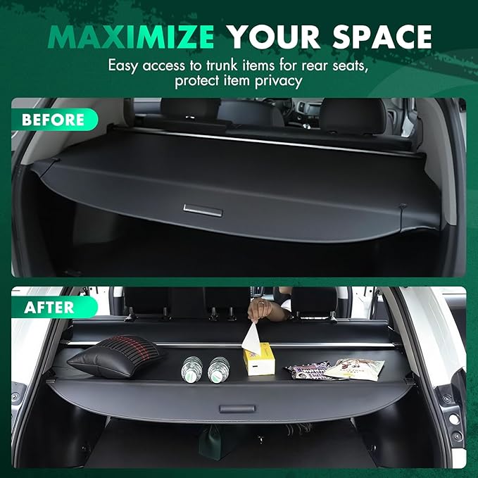 Cargo Cover for 2020 Fit for Nissan Murano 2016 Fit for Nissan Murano 2.5L 2015-2023 Fit for Nissan Murano 3.5L Retractable Rear Trunk Cargo Shade Luggage Security Cover Shielding Waterproof