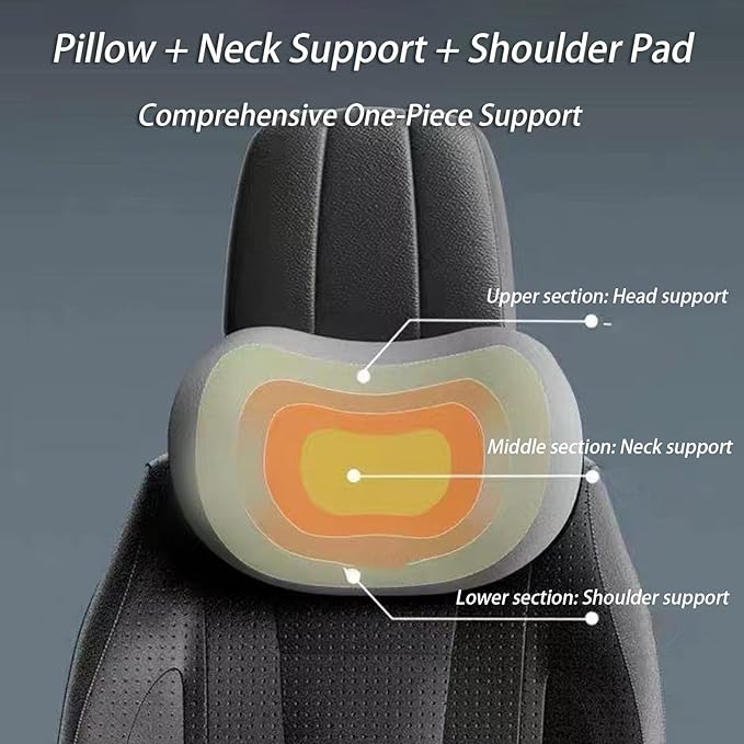 Car Lumbar Support Pillow and Car Neck Pillow Kit for BYD HALO6 2023 2024, Car Seat Neck Back Rest Pillows, Ergonomic Car Seat Headrest & Lumbar Cushion,C Coffee