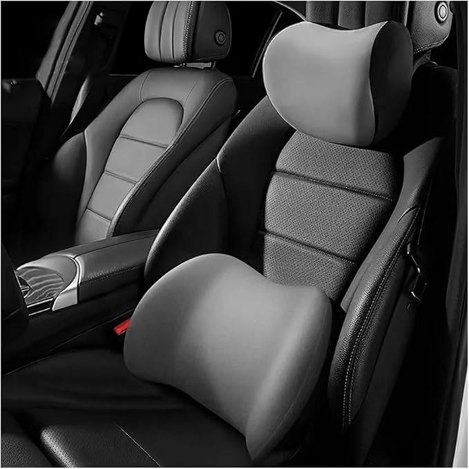Memory Foam Car Neck Pillow - Soft fit for Seat Headrest & Lumbar Support Cushion(Black Waist 1PC)