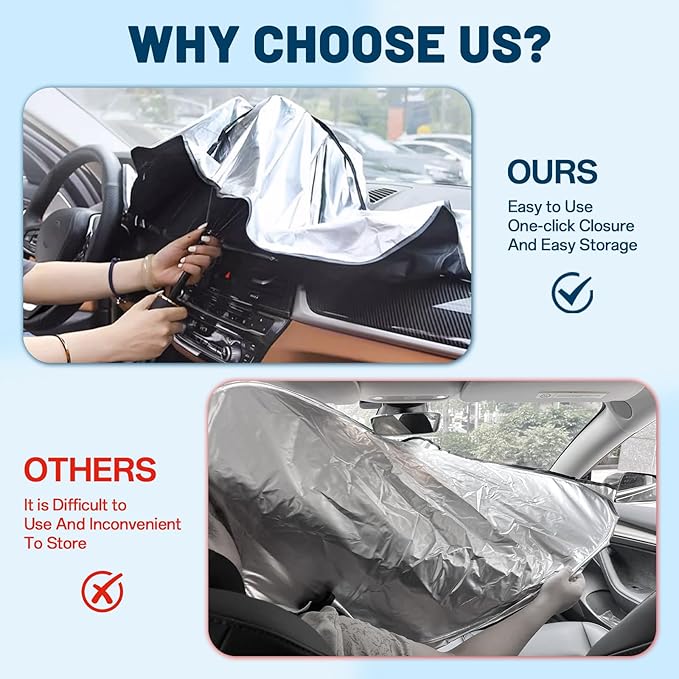Windshield Sun Shade for Chevrolet Trax 2013-2023, Umbrella Car Shades with 360°Rotating Shaft, Foldable Front Window Sunshade for UV & Heat Protection