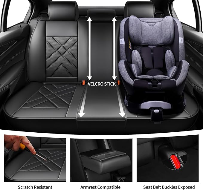CX-70 Car Seat Covers Fit for Mazda CX-70 2025-2026, Full Coverage Premium Leather Waterproof Breathable Seat Covers, Automotive Seat Protectors, Airbag Compatible(Full Set Seats, Black-Blue)