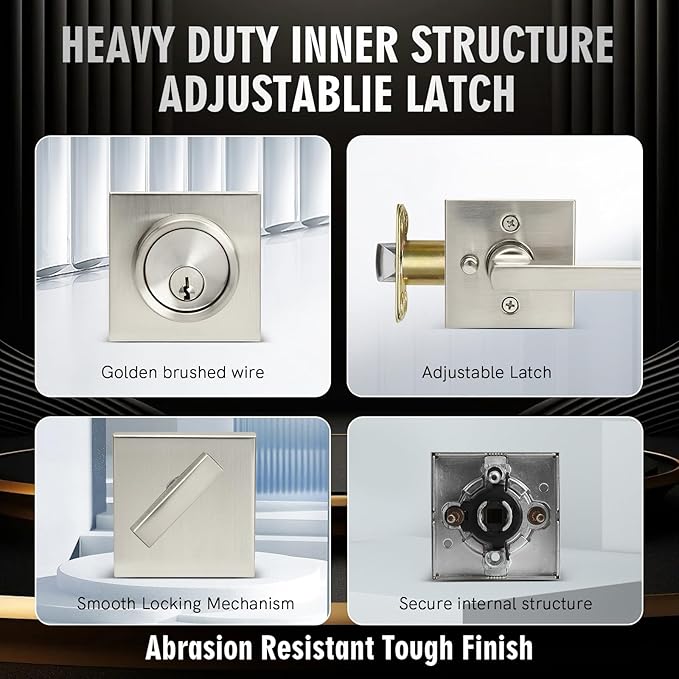 Cielsa Dawn Exterior Door Lock Set with Deadbolt, Keyed Alike Heavy Duty Privacy Handles Locksets, (4Pack-Set,Satin Nickel)