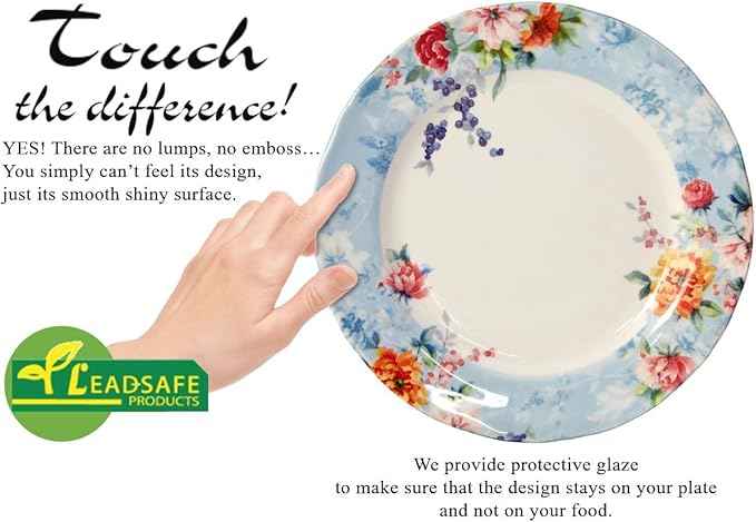 Tudor Royal 30-Piece Porcelain Round Dinnerware Set, Service for 6, Victoria Blue Design, Blue Floral, Plates Bowls Mugs Dishes Saucers, Glossy, Premium Quality Tableware, Unique Pattern