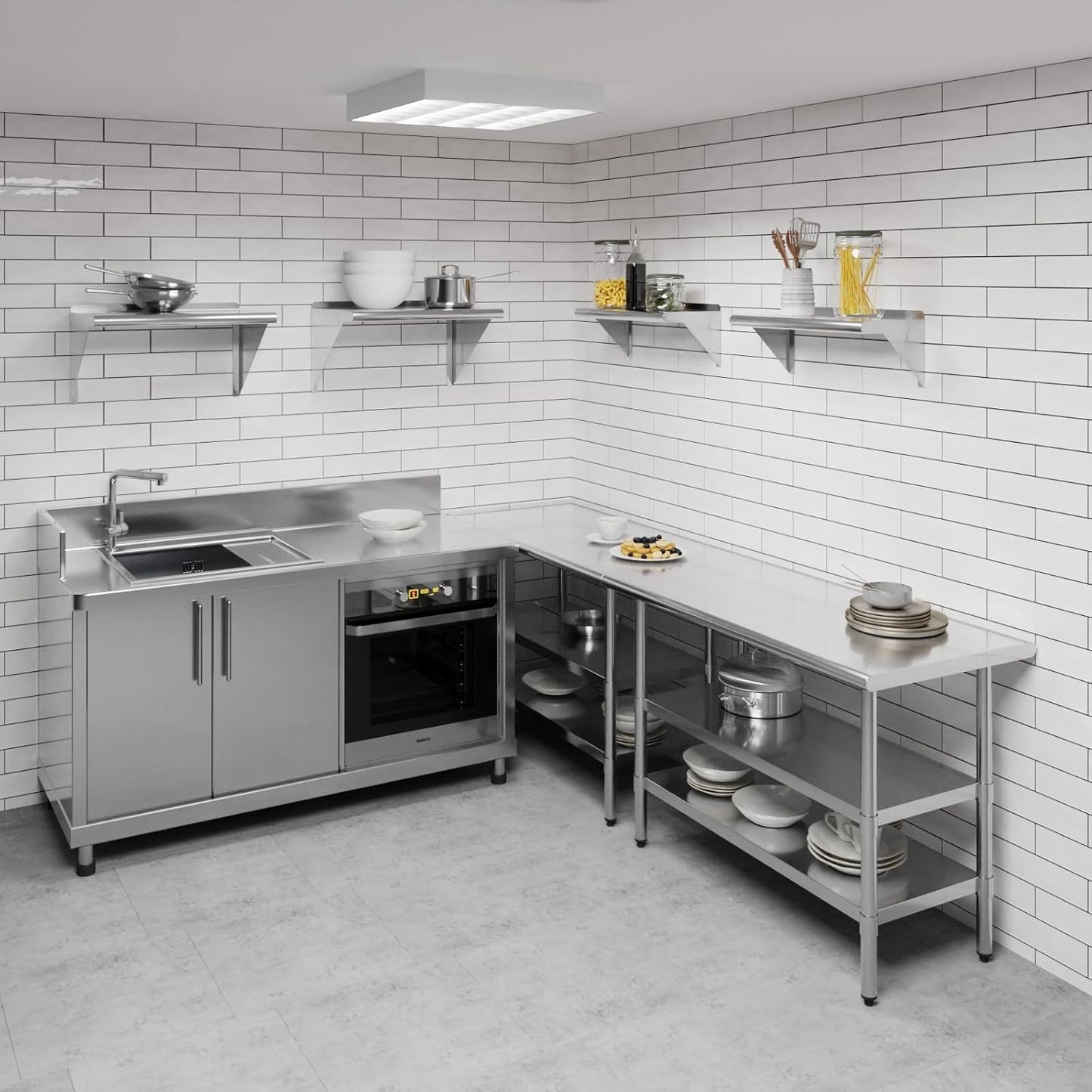 AmGood 24" Long X 10" Deep Stainless Steel Wall Shelf | NSF Certified | Appliance & Equipment Metal Shelving | Kitchen, Restaurant, Garage, Laundry, Utility Room