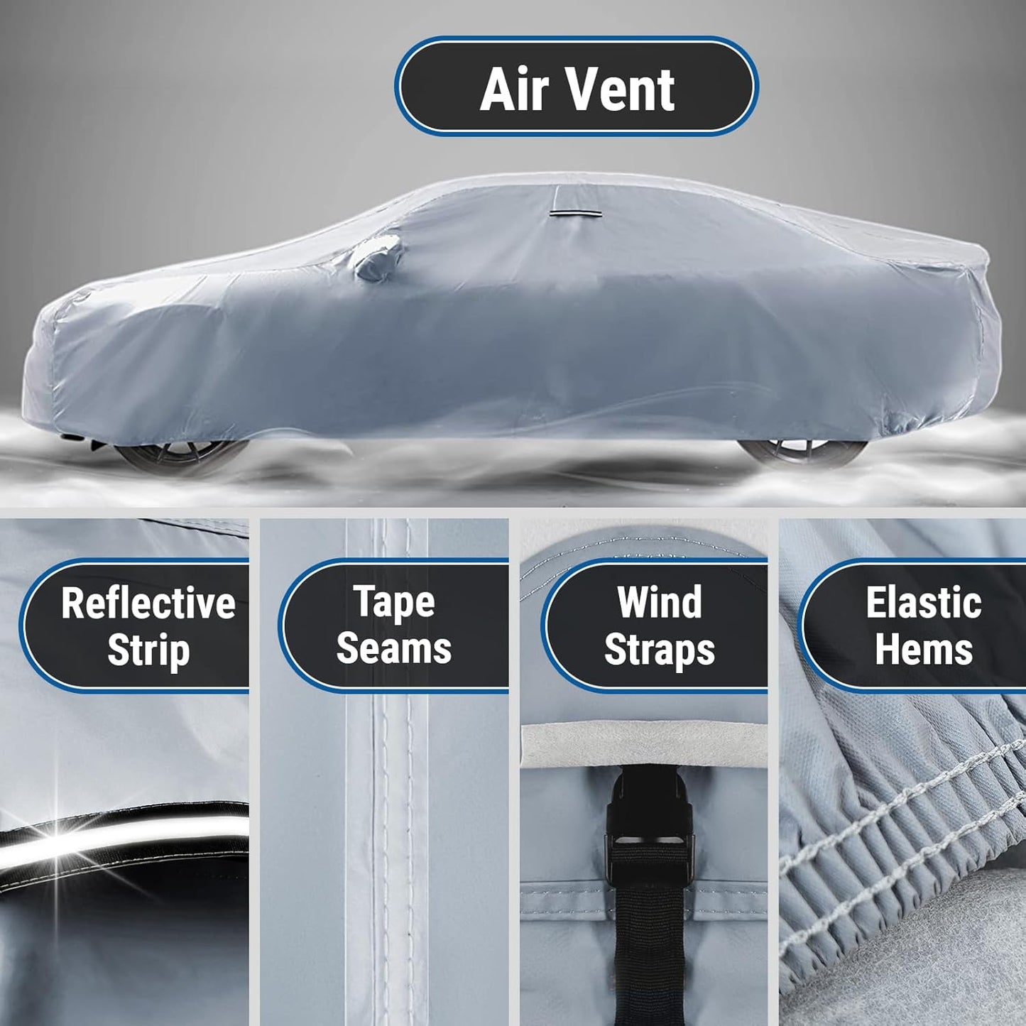 iCarCover Custom Car Cover for Pontiac Lemans Sedan (1988-1993) Waterproof All-Weather Rain Snow UV Sun Protector Full Exterior Indoor Outdoor Car Cover (Stripe - Gray/Black)