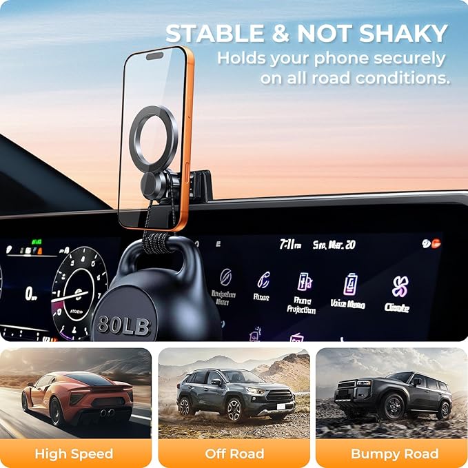 Car Phone Holder for KIA Sportage 2025 2024 2023 (Only for 12.3-Inch Screen, Not for 2026+) 360° Rotation Magnetic Cell Phone Mount, Compatible with Magsafe, Does Not Affect Air Vent