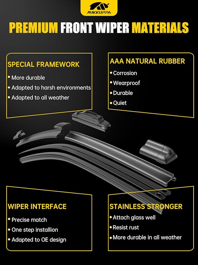 MIKKUPPA 21"+21"+14" Windshield Wipers Blades Replacement for 2005-2010 Jeep Grand Cherokee, U/J HOOK Front & Rear All Season Wiper Blades Set(Pack of 3)