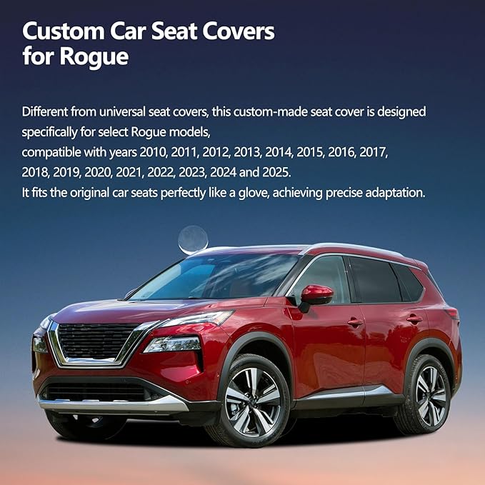 Fit Outback Car Seat Covers for Subaru Outback 2010-2024 2025 2026 - Upgraded Premium Waterproof & Breathable Leather, Airbag Compatible, All-Weather Seat Cushion Protector (Full Set, Black)
