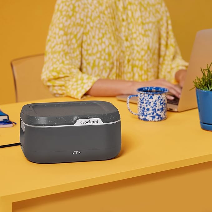 Crock-Pot 28-Ounce Mini Electric Heated Lunch Box, Portable Food Warmer, Perfect for Travel, Car, On-the-Go, Keeps Food Warm, Spill-Free, Dishwasher-Safe, Ideal Gift for Men and Women, Gray