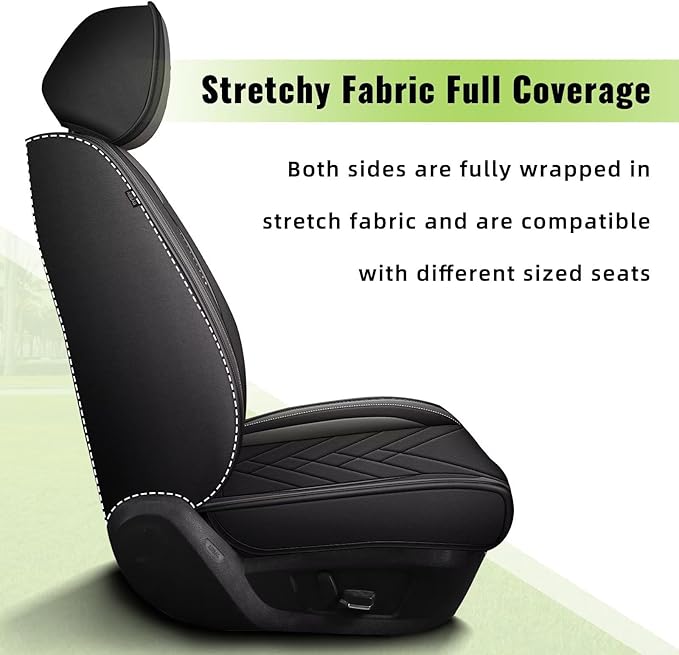 AOMSAZTO Seat Cover Fit for GMC Acadia 2017-2026: Full Set Waterproof Faux Leather Automotive Seat Covers Vehicle Seat Cushion Protector Car Interior Covers(5 Seats Black&Grey)