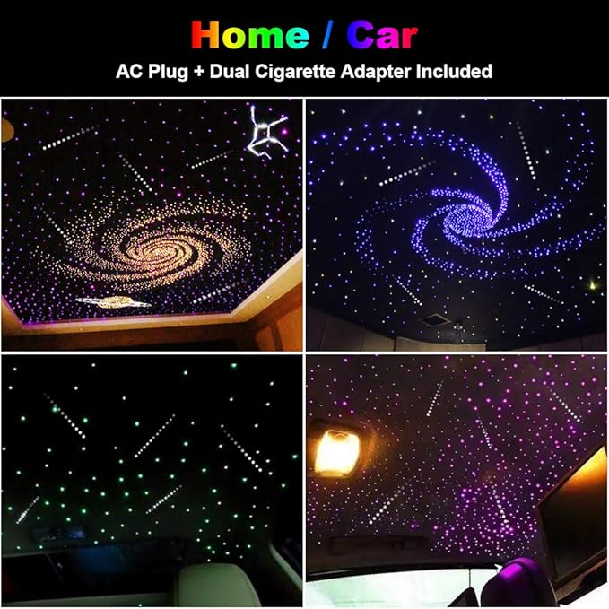 CHINLY Meteor Twinkle 460pcs 9.8ft 0.03in Star Headliner Fiber Optic Lights kit+Shooting Stars Light kit,Music Mode Bluetooth APP Control Remote,RGBW Star Lights for car Headliner/Ceiling/Theater