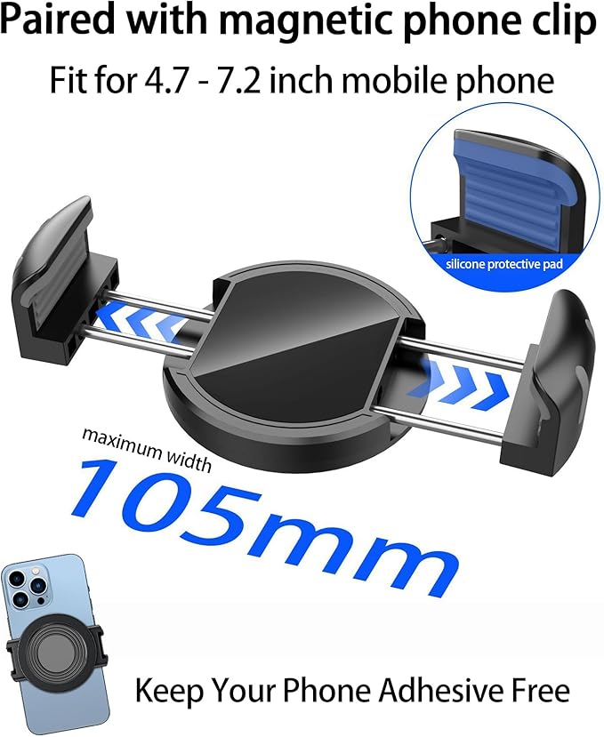 Magnetic Car Phone Mount for 2020-2026 Toyota Highlander Accessories, for MagSafe Strong Magnets Cell Phone Holder 8-Inch Touch Screen Cradles, with Portable Phone Gripper 360° Rotation