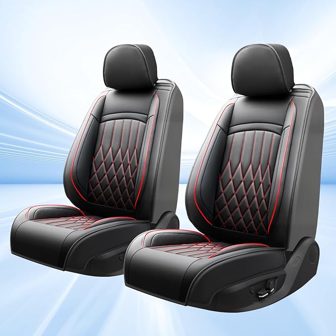Fit MDX Car Seat Covers for Acura MDX 2005-2026 - Premium Leather, Waterproof, All-Weather, Airbag Compatible, Breathable, Easy Install, Seat Protectors, Only 2 Front seat Covers, Redline