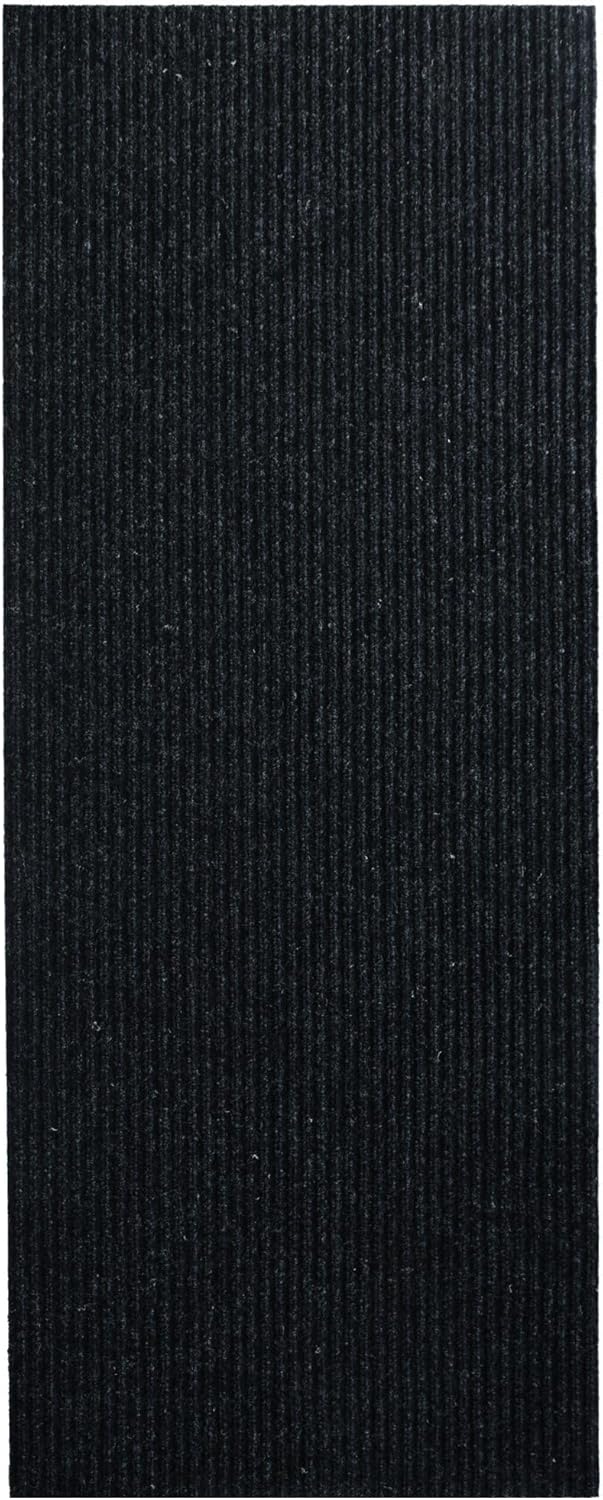 iCustomRug Spartan Weather Warrior Duty Indoor/Outdoor Utility Ribbed in 3ft,4ft,6ft Widths 70 Custom Sizes with Natural Non-Slip Rubber Backing 4'X22' in Black